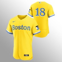 Boston Boston Red Sox #18 Kyle Schwarber Men's Nike 2021 City Connect Gold Authentic MLB Jersey - No Name