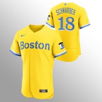 Boston Boston Red Sox #18 Kyle Schwarber Men's Nike 2021 City Connect Gold Authentic MLB Jersey