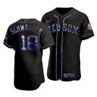Boston Boston Red Sox #18 Kyle Schwarber Men's Nike Iridescent Holographic Collection MLB Jersey - Black