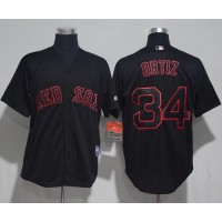 Boston Red Sox #34 David Ortiz Black Strip Stitched MLB Jersey