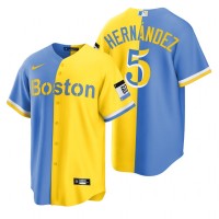 Boston Boston Red Sox #5 Kike Hernandez Blue Gold Nike Men's MLB 2022 City Connect Game Jersey
