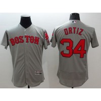 Boston Red Sox #34 David Ortiz Grey Flexbase Authentic Collection Stitched MLB Jersey