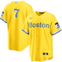 Boston Boston Red Sox #7 Masataka Yoshida Men's Nike 2021 City Connect Gold Fans Version MLB Jersey - No Name