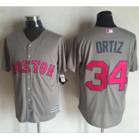 Boston Red Sox #34 David Ortiz Grey New Cool Base Mother's Day Stitched MLB Jersey