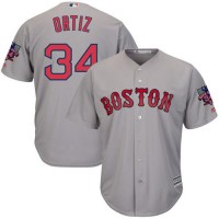 Boston Red Sox #34 David Ortiz Grey New Cool Base with Retirement Patch Stitched MLB Jersey