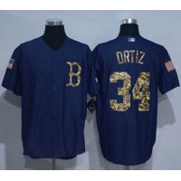 Boston Red Sox #34 David Ortiz Denim Blue Salute to Service Stitched MLB Jersey
