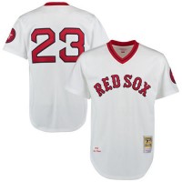Mitchell And Ness 1975 Boston Red Sox #23 Luis Tiant White Throwback Stitched MLB Jersey