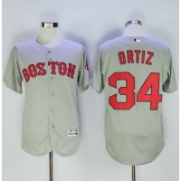 Boston Red Sox #34 David Ortiz Grey Flexbase Authentic Collection Name On Back Stitched MLB Jersey