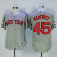 Boston Red Sox #45 Pedro Martinez Grey Flexbase Authentic Collection Stitched MLB Jersey