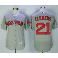 Boston Red Sox #21 Roger Clemens Grey Flexbase Authentic Collection Stitched MLB Jersey