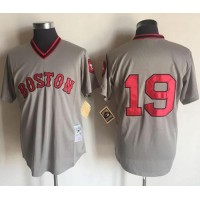 Mitchell And Ness Boston Red Sox #19 Fred Lynn Grey Throwback Stitched MLB Jersey
