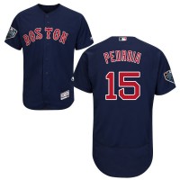 Boston Red Sox #15 Dustin Pedroia Navy Blue Flexbase Authentic Collection 2018 World Series Stitched MLB Jersey