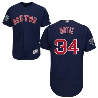 Boston Red Sox #34 David Ortiz Navy Blue Flexbase Authentic Collection 2018 World Series Stitched MLB Jersey