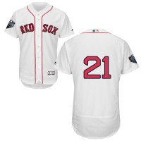 Boston Red Sox #21 Roger Clemens White Flexbase Authentic Collection 2018 World Series Stitched MLB Jersey
