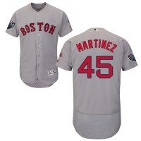 Boston Red Sox #45 Pedro Martinez Grey Flexbase Authentic Collection 2018 World Series Stitched MLB Jersey