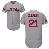Boston Red Sox #21 Roger Clemens Grey Flexbase Authentic Collection 2018 World Series Champions Stitched MLB Jersey