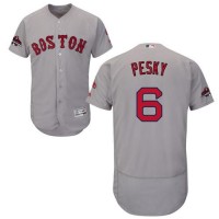 Boston Red Sox #6 Johnny Pesky Grey Flexbase Authentic Collection 2018 World Series Champions Stitched MLB Jersey