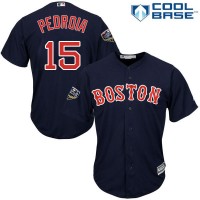 Boston Red Sox #15 Dustin Pedroia Navy Blue New Cool Base 2018 World Series Stitched MLB Jersey