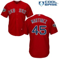Boston Red Sox #45 Pedro Martinez Red New Cool Base 2018 World Series Stitched MLB Jersey