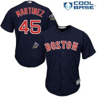 Boston Red Sox #45 Pedro Martinez Navy Blue New Cool Base 2018 World Series Stitched MLB Jersey
