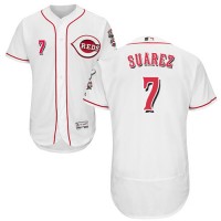 Cincinnati Reds #7 Eugenio Suarez White Flexbase Authentic Collection Stitched MLB Jersey