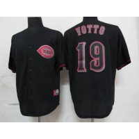 Cincinnati Reds #19 Joey Votto Black Fashion Stitched MLB Jersey