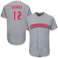 Cincinnati Reds #12 Curt Casali Grey Flexbase Authentic Collection Stitched MLB Jersey