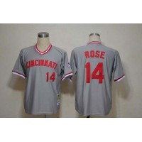 Mitchell And Ness Cincinnati Reds #14 Pete Rose Grey Throwback Stitched MLB Jersey