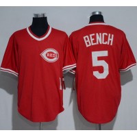 Mitchell And Ness 1983 Cincinnati Reds #5 Johnny Bench Red Throwback Stitched MLB Jersey