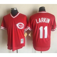 Mitchell And Ness Cincinnati Reds #11 Barry Larkin Red Throwback Stitched MLB Jersey