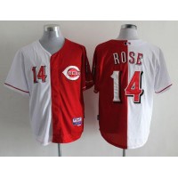 Cincinnati Reds #14 Pete Rose Red/White Split Fashion Stitched MLB Jersey