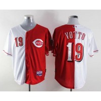 Cincinnati Reds #19 Joey Votto Red/White Split Fashion Stitched MLB Jersey