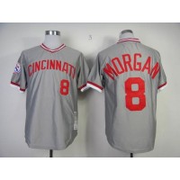 Mitchell And Ness Cincinnati Reds #8 Joe Morgan Grey Throwback Stitched MLB Jersey