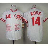 Mitchell And Ness Cincinnati Reds #14 Pete Rose White Commemorative Edition Stitched MLB Jersey