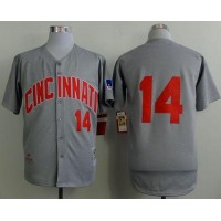 Mitchell And Ness 1969 Cincinnati Reds #14 Pete Rose Grey Throwback Stitched MLB Jersey