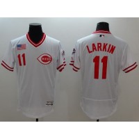 Cincinnati Reds #11 Barry Larkin White Flexbase Authentic Collection Cooperstown Stitched MLB Jersey