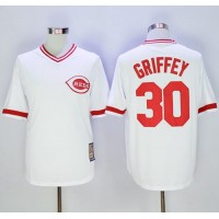 Mitchell And Ness Cincinnati Reds #30 Ken Griffey White Throwback Stitched MLB Jersey