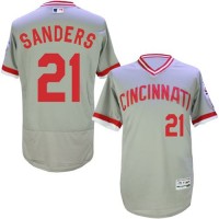 Cincinnati Reds #21 Reggie Sanders Grey Flexbase Authentic Collection Cooperstown Stitched MLB Jersey
