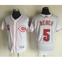 Cincinnati Reds #5 Johnny Bench White Flexbase Authentic Collection Stitched MLB Jersey