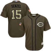 Cincinnati Reds #15 Nick Senzel Green Salute to Service Stitched MLB Jersey