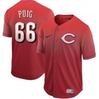 Nike Cincinnati Reds #66 Yasiel Puig Red Fade Authentic Stitched MLB Jersey