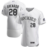 Colorado Colorado Rockies #28 Nolan Arenado Men's Nike White Home 2020 Authentic Player MLB Jersey