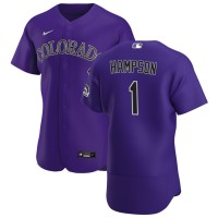 Colorado Colorado Rockies #1 Garrett Hampson Men's Nike Purple Alternate 2020 Authentic Player MLB Jersey