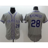 Colorado Rockies #28 Nolan Arenado Grey Flexbase Authentic Collection Stitched MLB Jersey