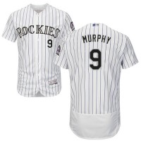 Colorado Rockies #9 Daniel Murphy White Strip Flexbase Authentic Collection Stitched MLB Jersey