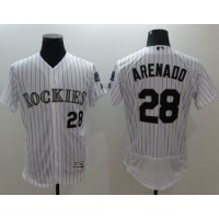 Colorado Rockies #28 Nolan Arenado White Strip Flexbase Authentic Collection Stitched MLB Jersey