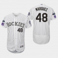 Colorado Rockies #48 German Marquez White Strip Flexbase Authentic Collection Stitched MLB Jersey