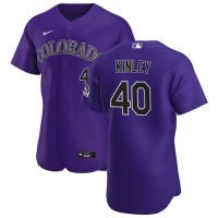 Colorado Colorado Rockies #40 Tyler Kinley Men's Nike Purple Alternate 2020 Authentic Player MLB Jersey