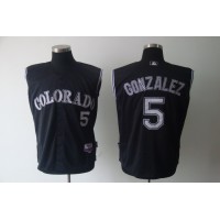 Colorado Rockies #5 Carlos Gonzalez Black Vest Style Stitched MLB Jersey