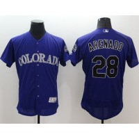 Colorado Rockies #28 Nolan Arenado Purple Flexbase Authentic Collection Stitched MLB Jersey